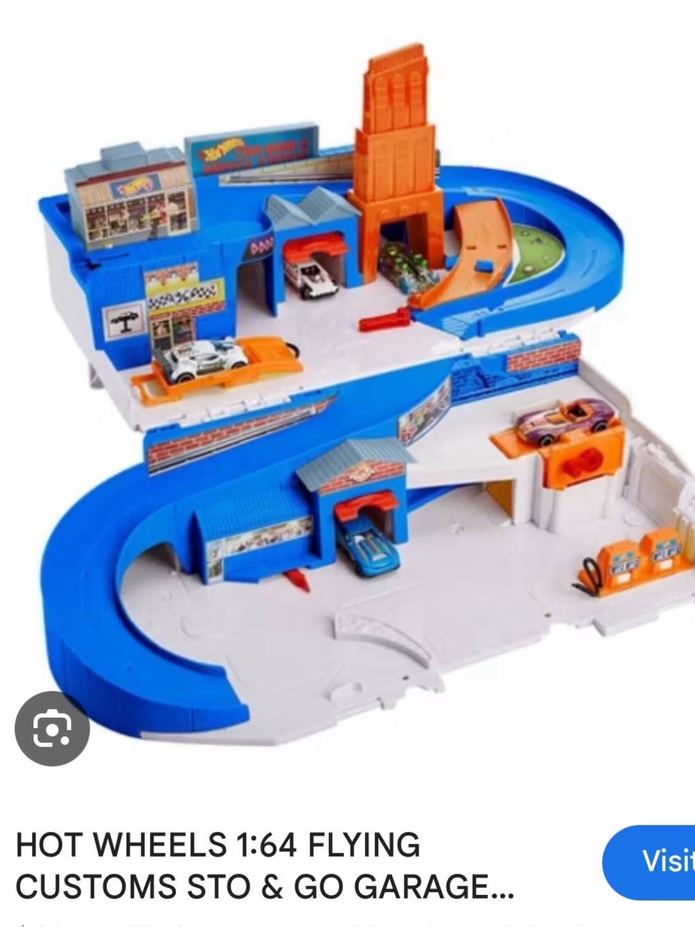 Hot Wheels 1:64 Sto & Go Blue & Orange Fly-Through Garage Playset